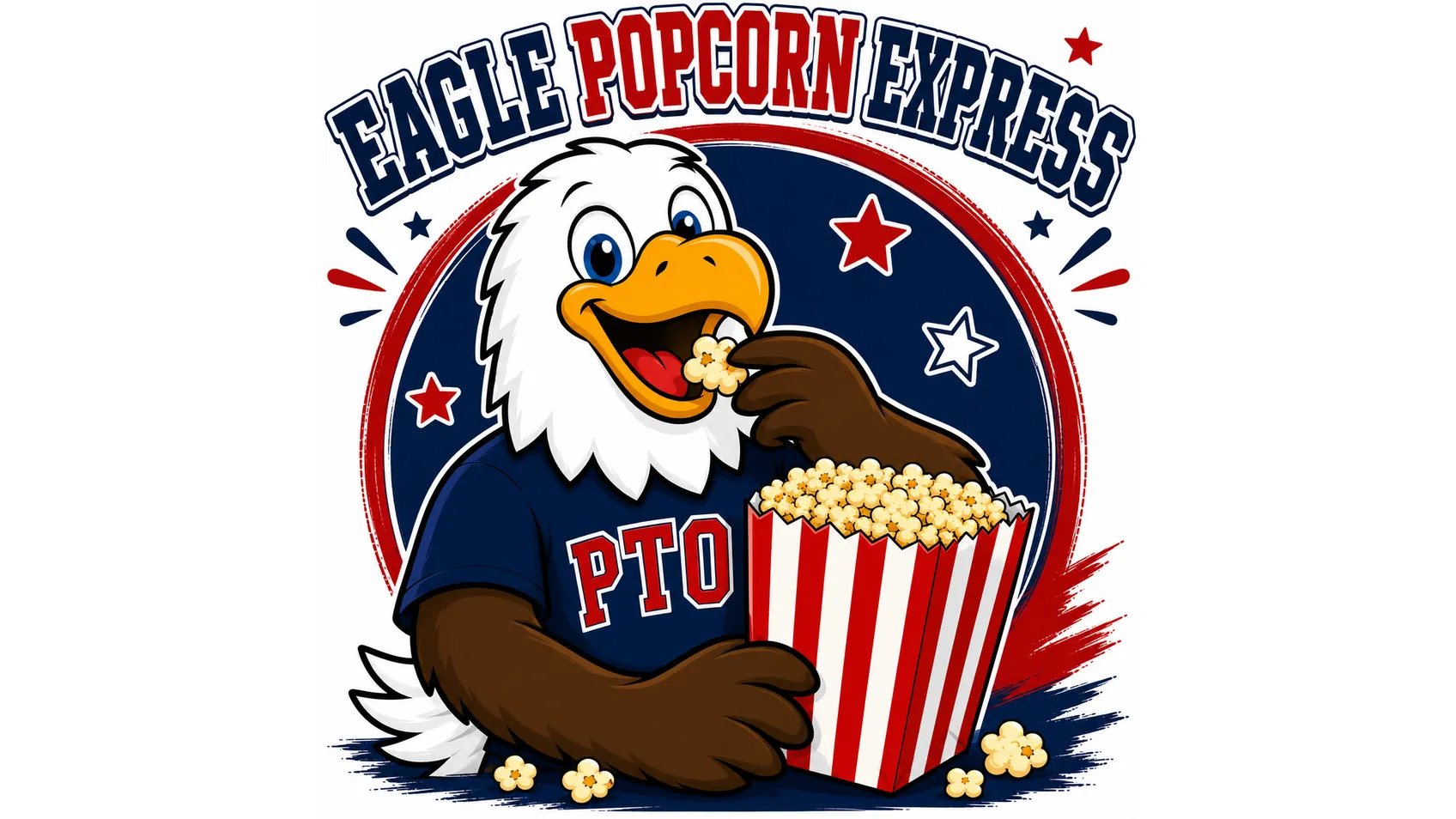 Eagle Popcorn Express flyer: $10 per student for the full year, one bag per month, 10 bags total. Subscriptions due by August 26th.
